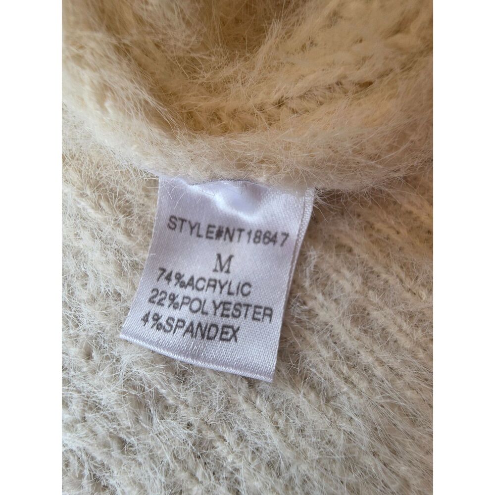 Lumiere Fuzzy Knit Cropped Cardigan Sweater Ivory Scallop Hem M Fairycore Boho - Picture 8 of 8